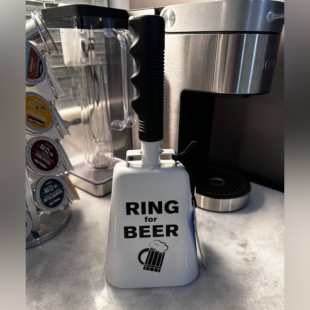 Cow Bell - “Ring For Beer” 11” tall Cow Bell with Grip Handle